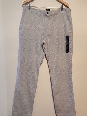 J. Crew Men’s Light Gray Micro Houndstooth  Linen Blend Straight Pants 34/32